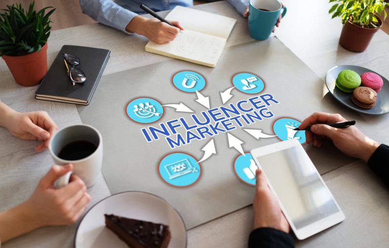 Persons discussing how to measure influencer marketing campaigns